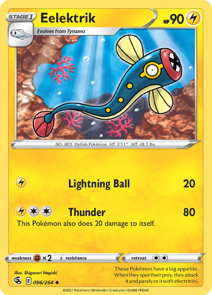 Eelektrik #96 Fusion Strike Pokemon card