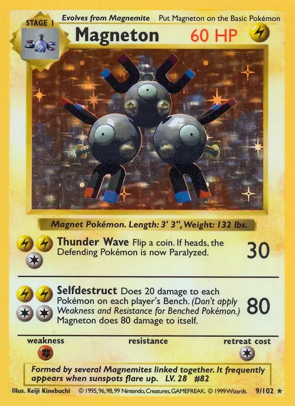 Magneton #9 Common Base Set Pokemon card