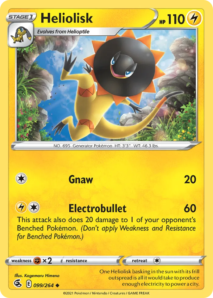 Heliolisk #99 Fusion Strike Pokemon card