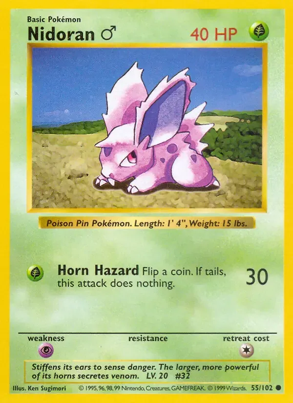 Nidoran M #55 Base Pokemon card