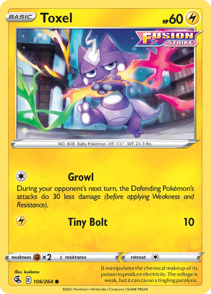 Toxel #106 Fusion Strike Pokemon card
