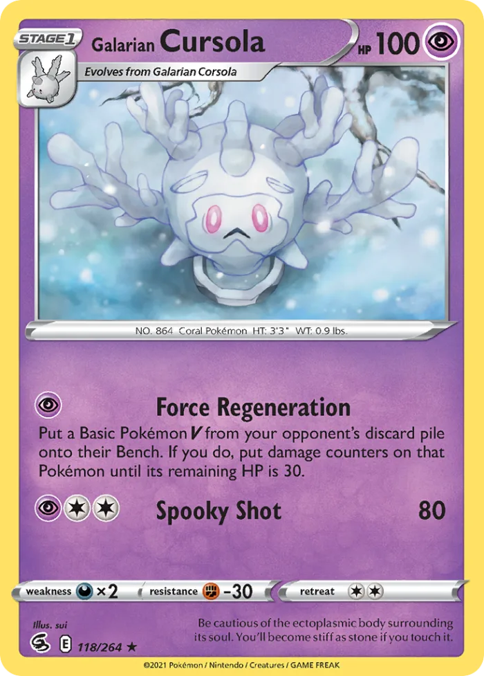 Galarian Cursola #118 Fusion Strike Pokemon card