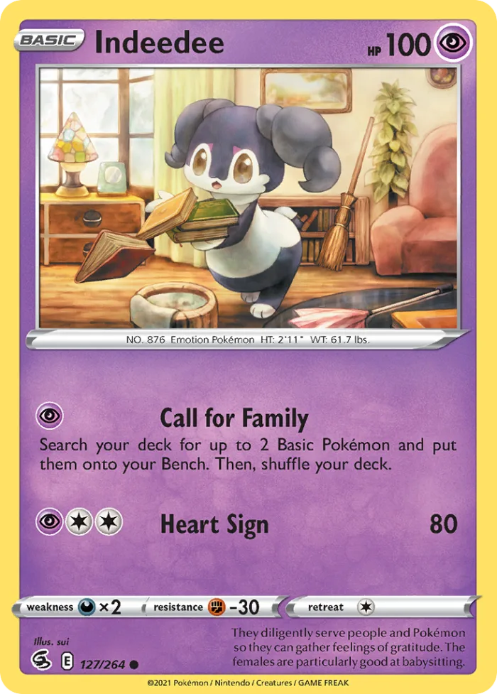 Indeedee #127 Fusion Strike Pokemon card