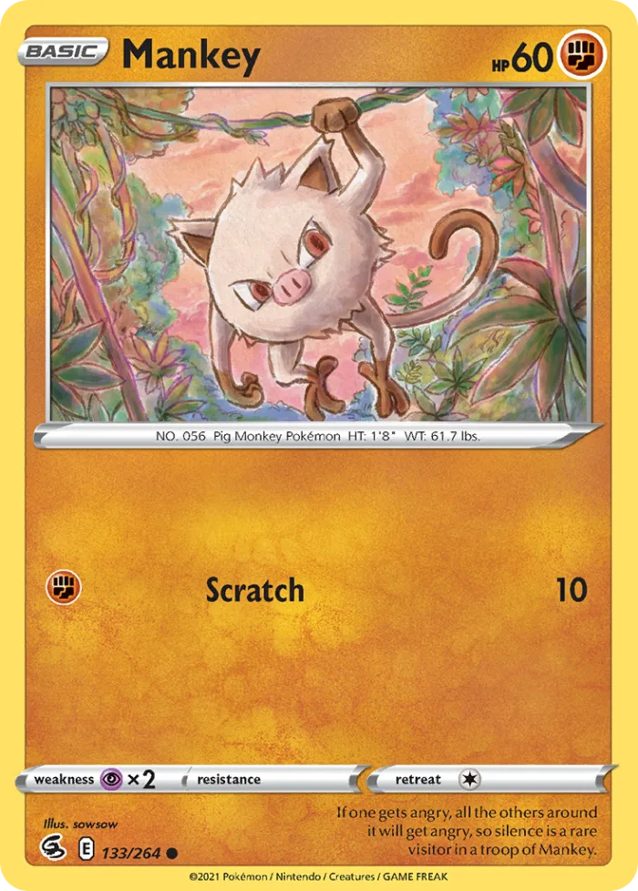 Mankey #133 Fusion Strike Pokemon card