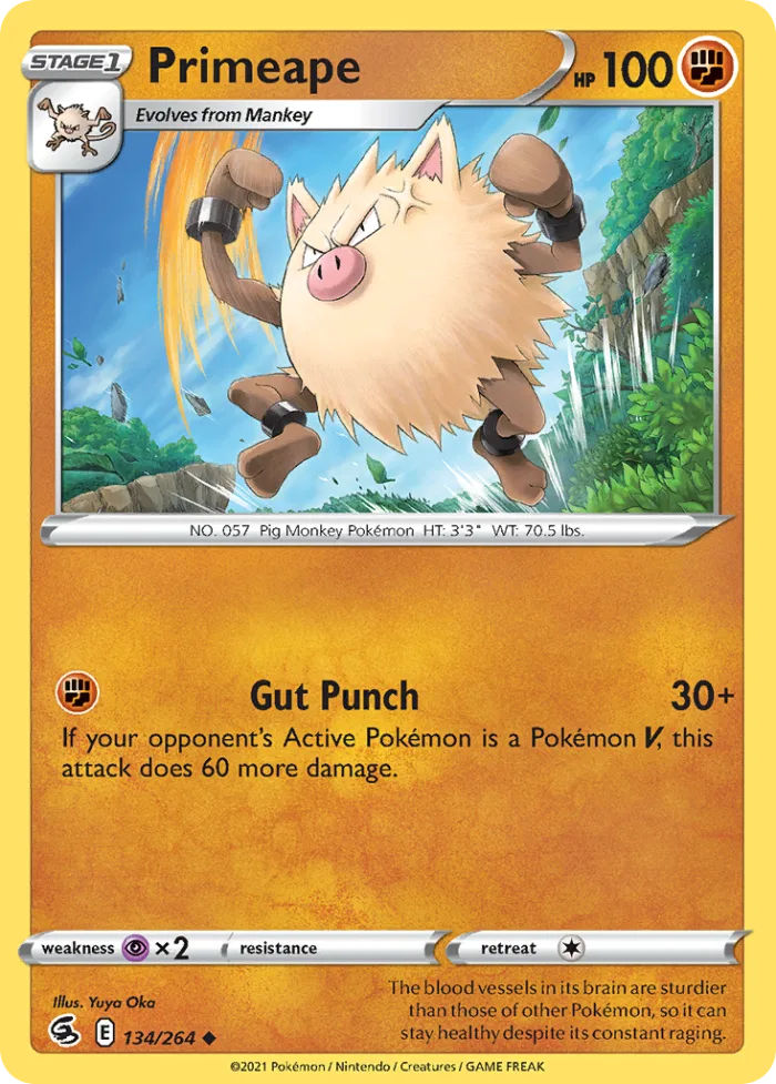Primeape #134 Fusion Strike Pokemon card