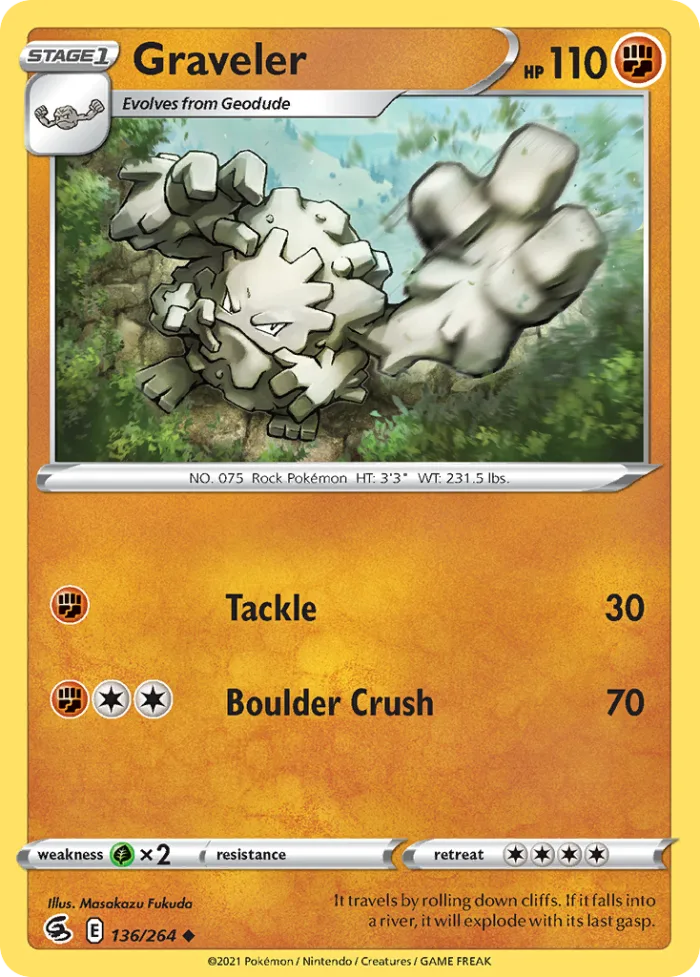 Graveler #136 Fusion Strike Pokemon card