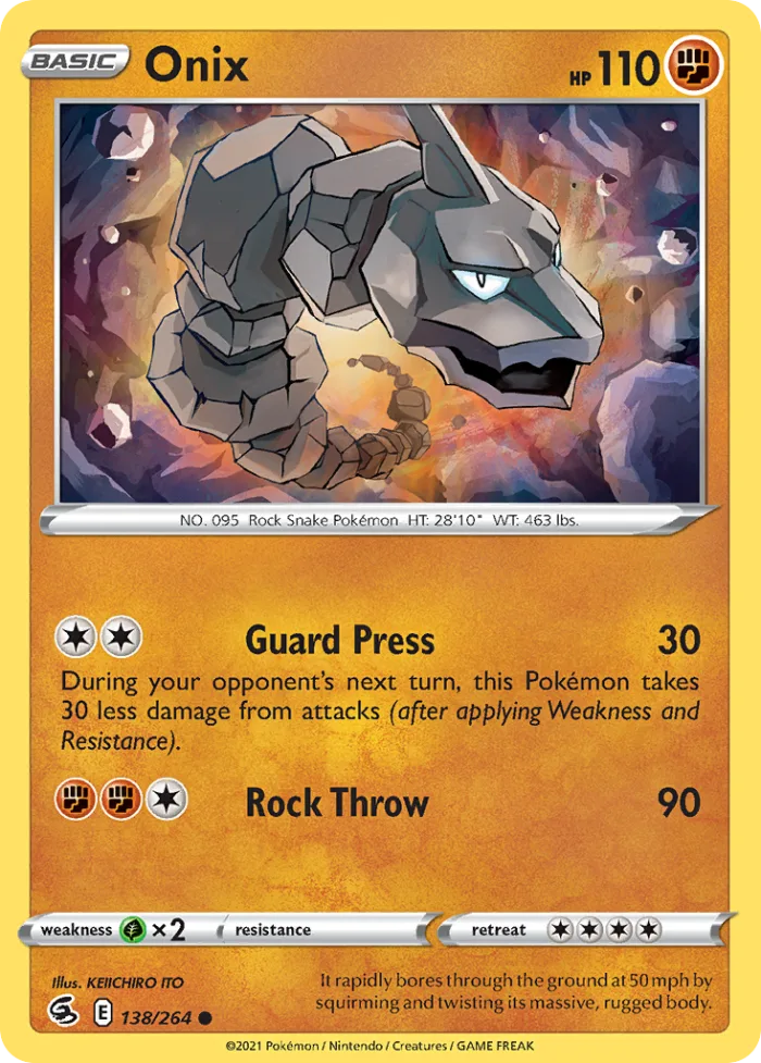 Onix #138 Fusion Strike Pokemon card