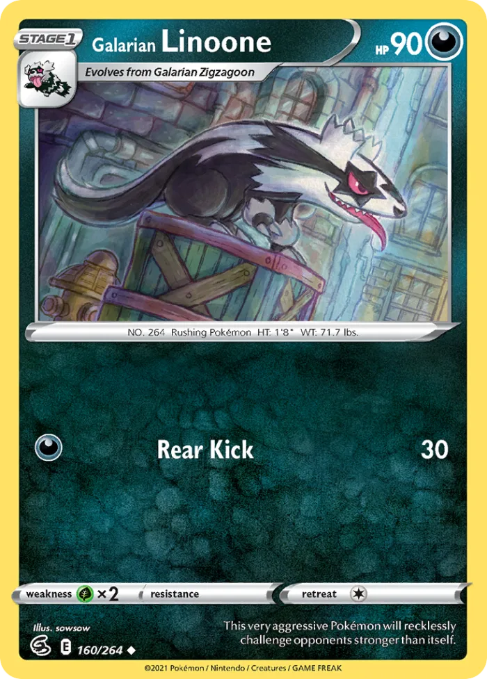 Galarian Linoone #160 Fusion Strike Pokemon card