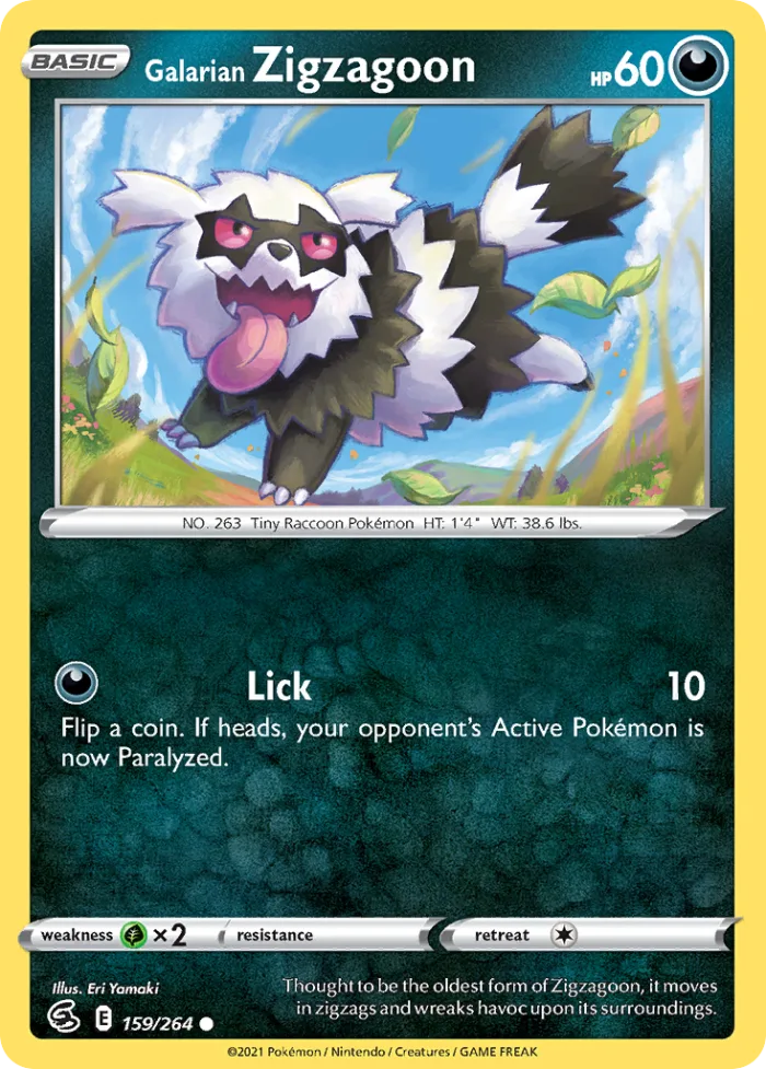 Galarian Zigzagoon #159 Fusion Strike Pokemon card