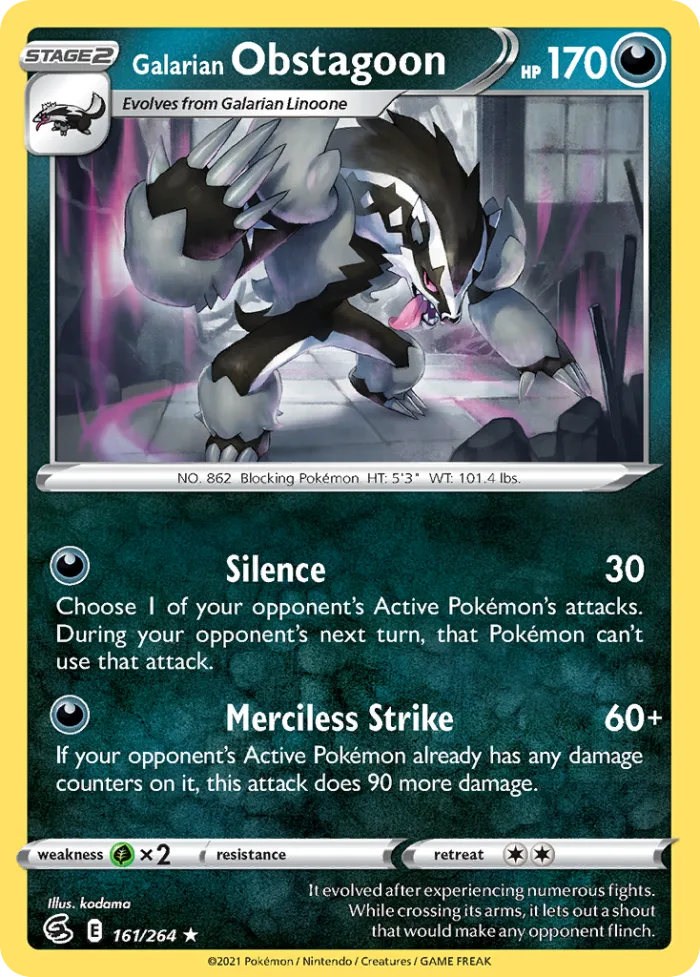 Galarian Obstagoon #161 Fusion Strike Pokemon card