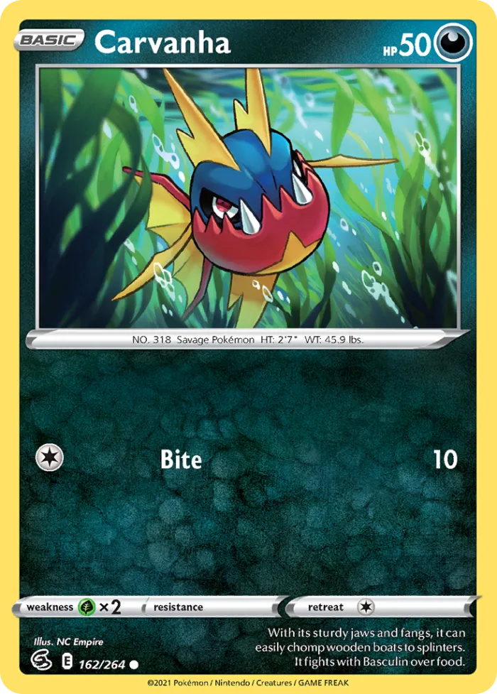 Carvanha #162 Fusion Strike Pokemon card