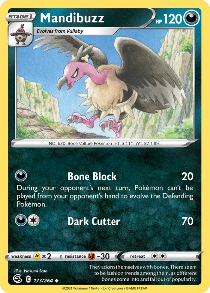 Mandibuzz #173 Fusion Strike Pokemon card