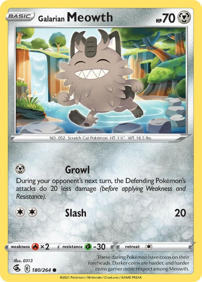 Galarian Meowth #180 Fusion Strike Pokemon card
