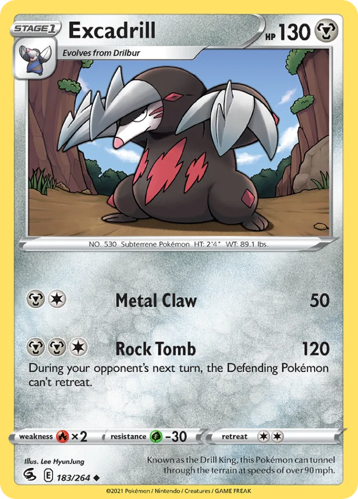 Excadrill #183 Fusion Strike Pokemon card