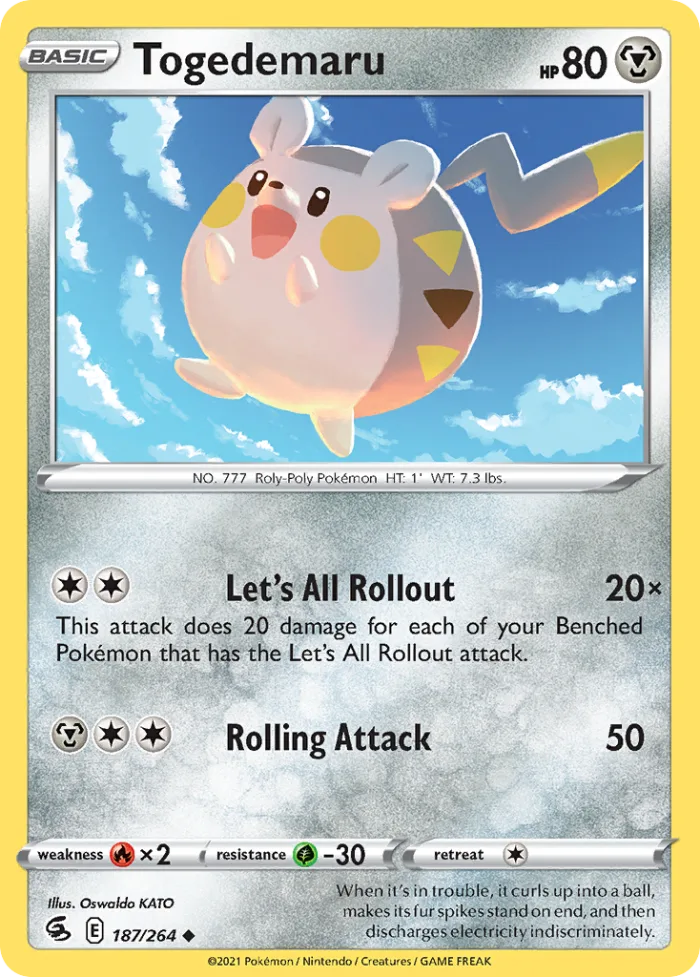 Togedemaru #187 Fusion Strike Pokemon card