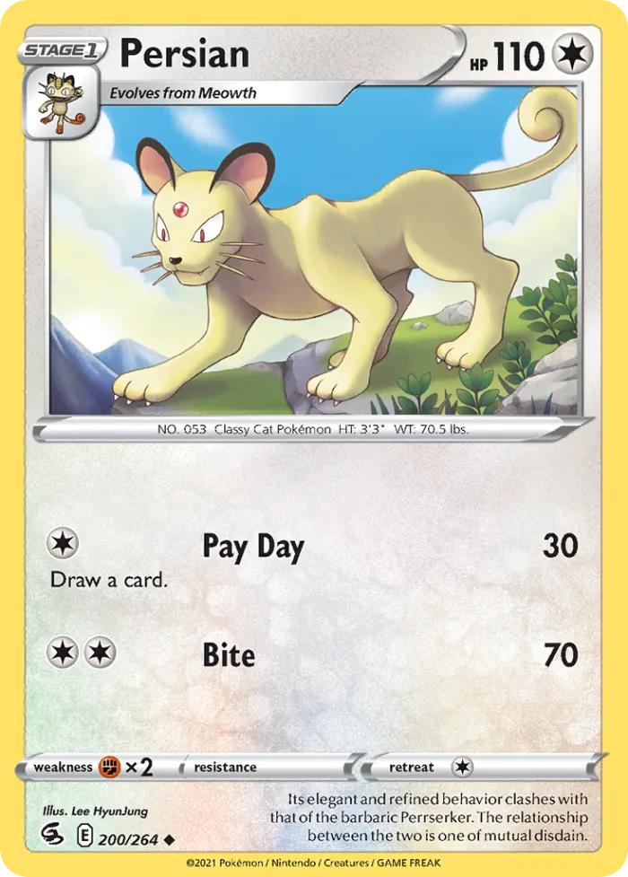 Persian #200 Fusion Strike Pokemon card
