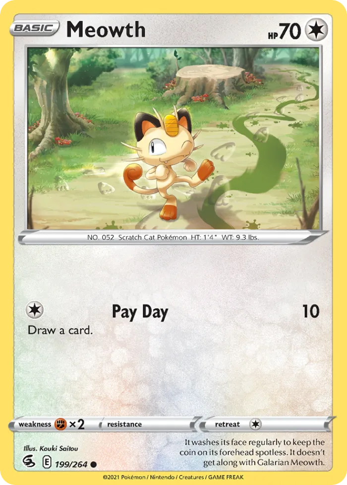 Meowth #199 Fusion Strike Pokemon card