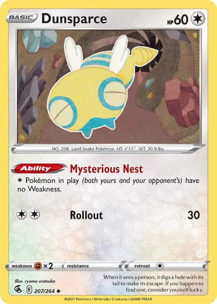 Dunsparce #207 Fusion Strike Pokemon card