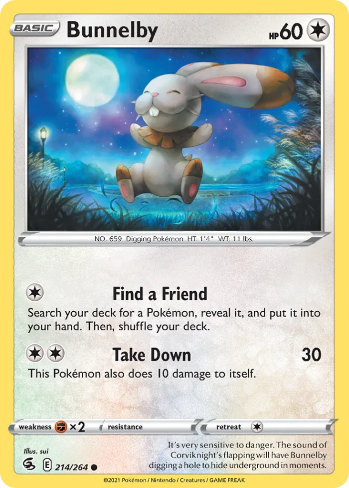 Bunnelby #214 Fusion Strike Pokemon card