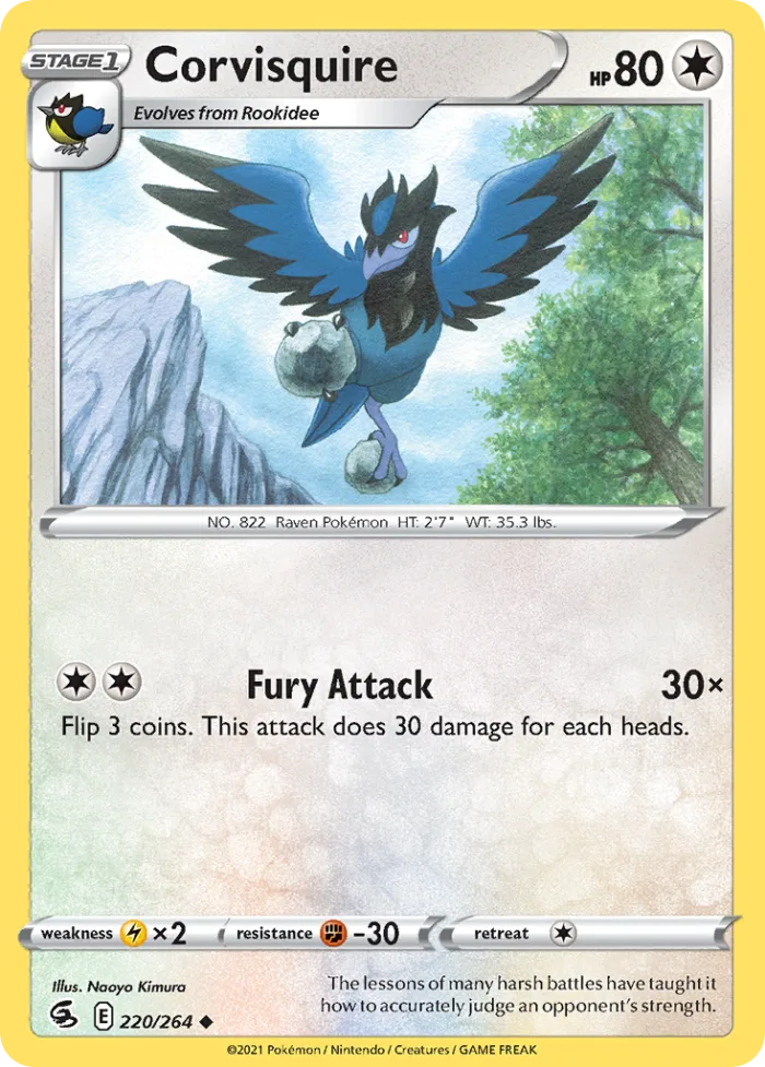 Corvisquire #220 Fusion Strike Pokemon card