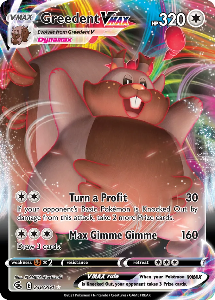 Greedent VMAX #218 Fusion Strike Pokemon card