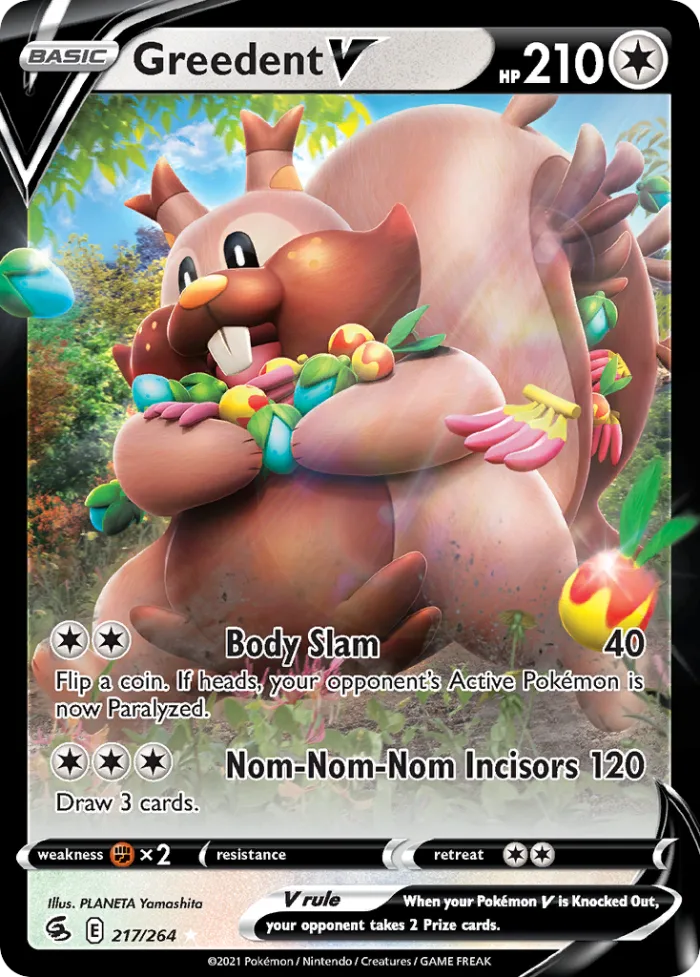 Greedent V #217 Fusion Strike Pokemon card