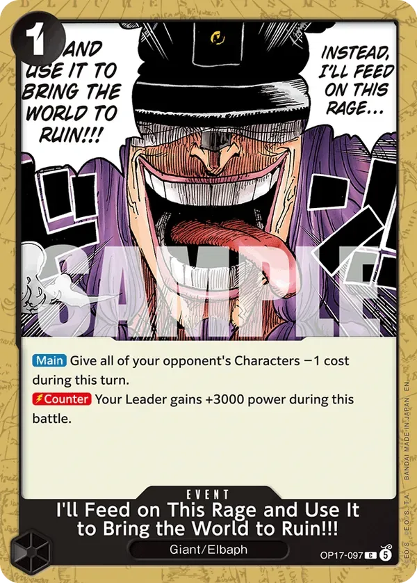 I'll Feed on This Rage and Use It to Bring the World to Ruin!!! #097 The World's Strongest Warriors One Piece card