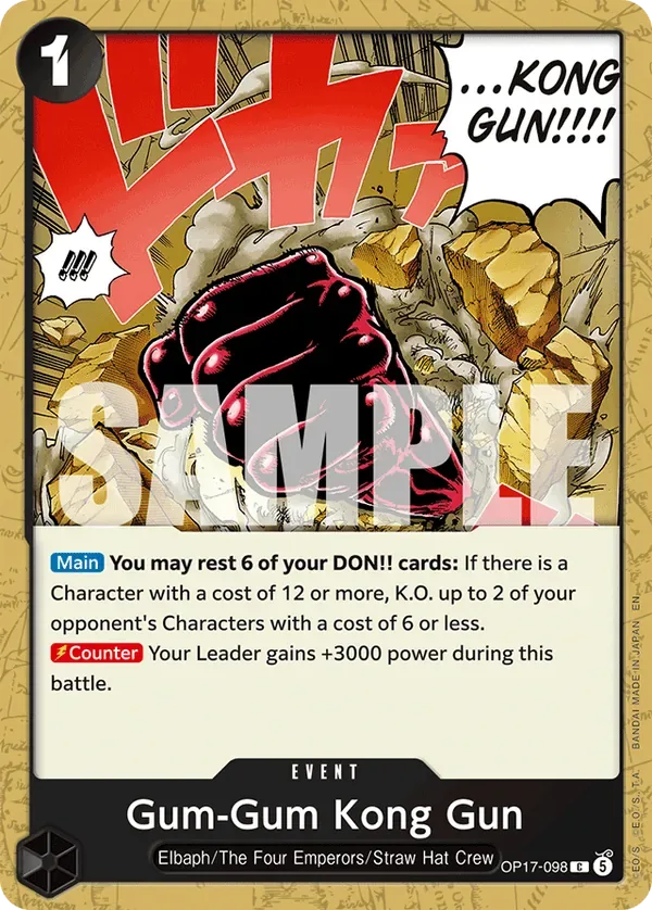 Gum-Gum Kong Gun #098 The World's Strongest Warriors One Piece card