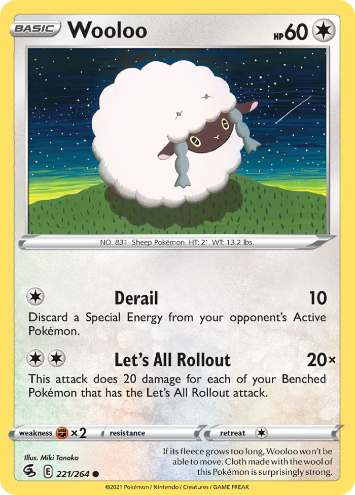 Wooloo #221 Fusion Strike Pokemon card