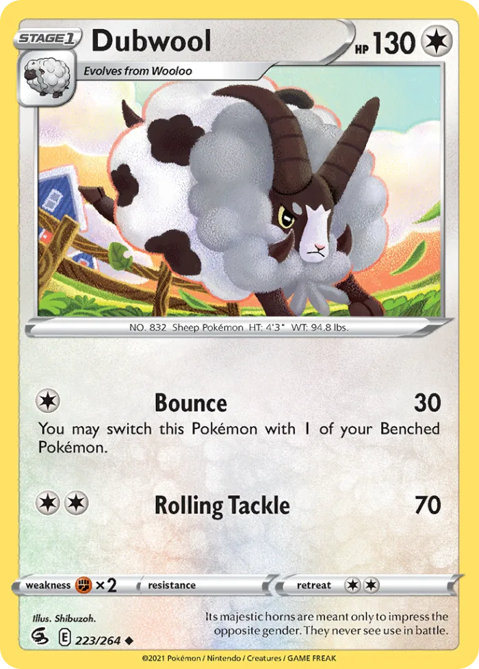 Dubwool #223 Fusion Strike Pokemon card