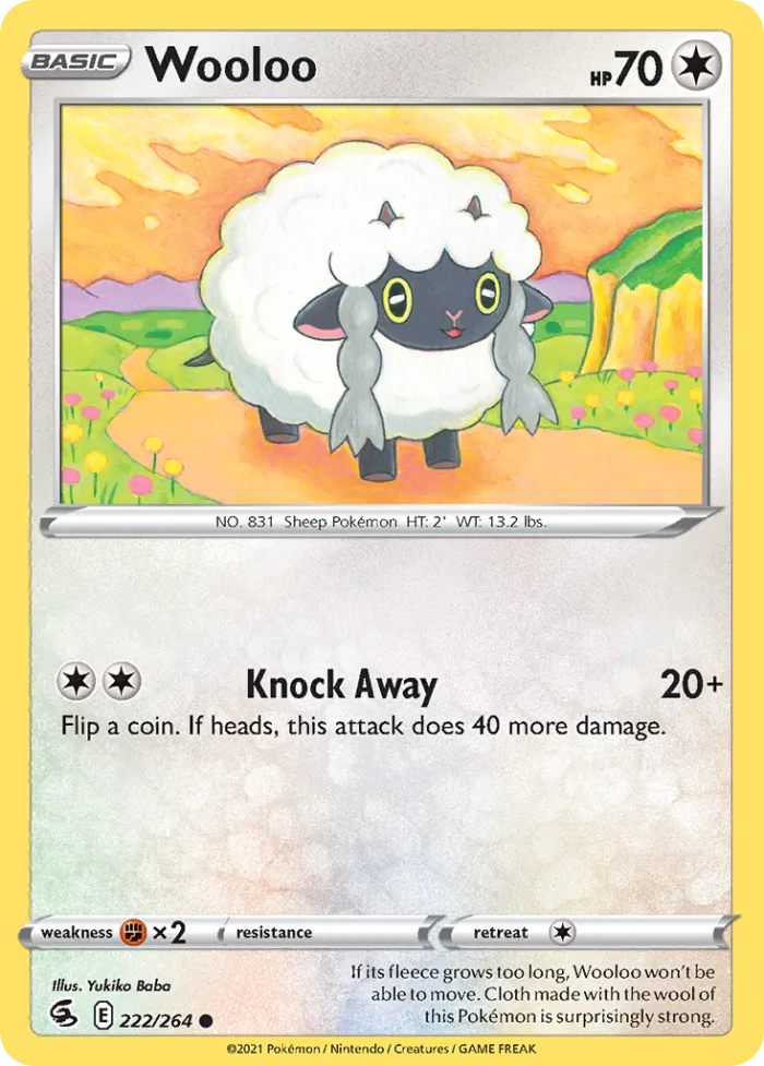 Wooloo #222 Fusion Strike Pokemon card