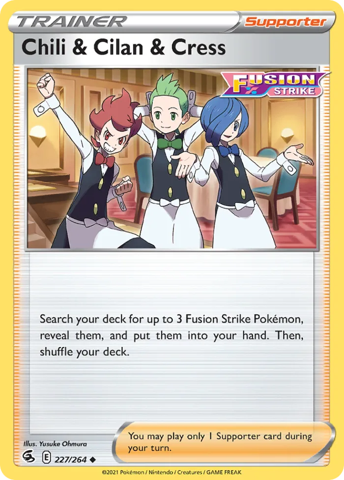 Chili & Cilan & Cress #227 Fusion Strike Pokemon card