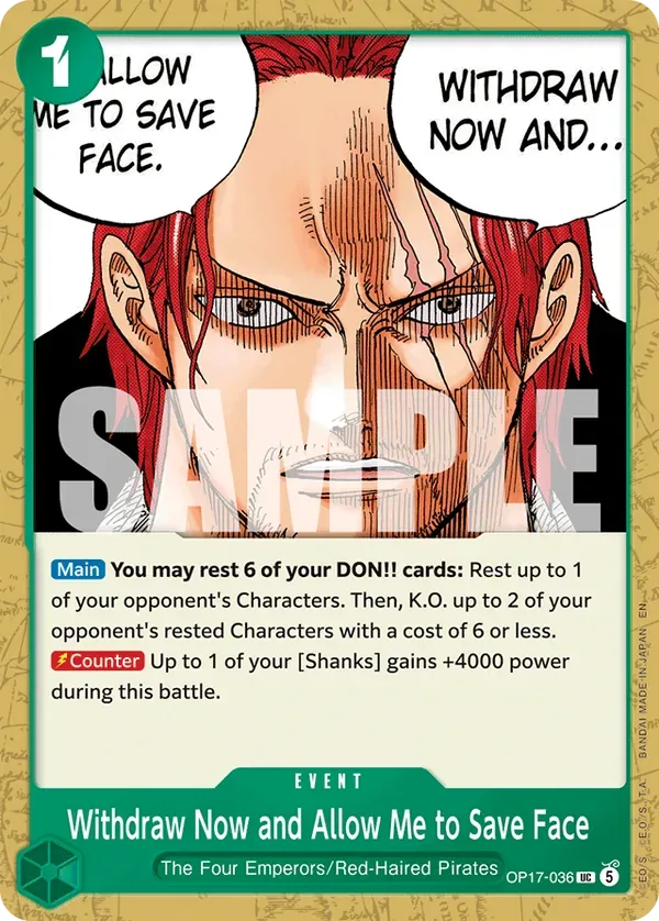 Withdraw Now and Allow Me to Save Face #036 The World's Strongest Warriors One Piece card