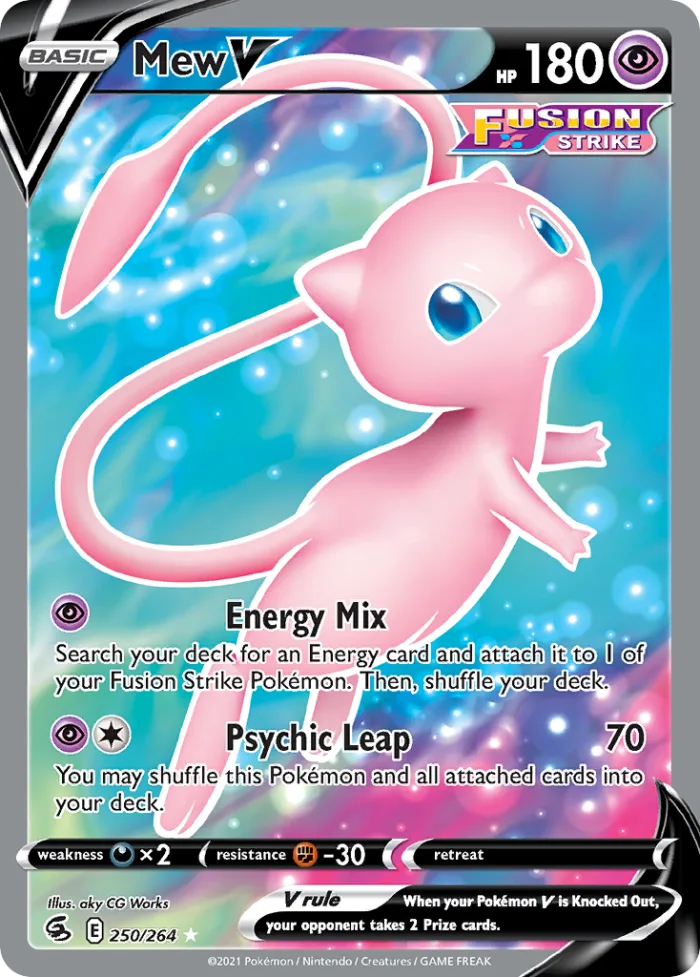 Mew V #250 Fusion Strike Pokemon card
