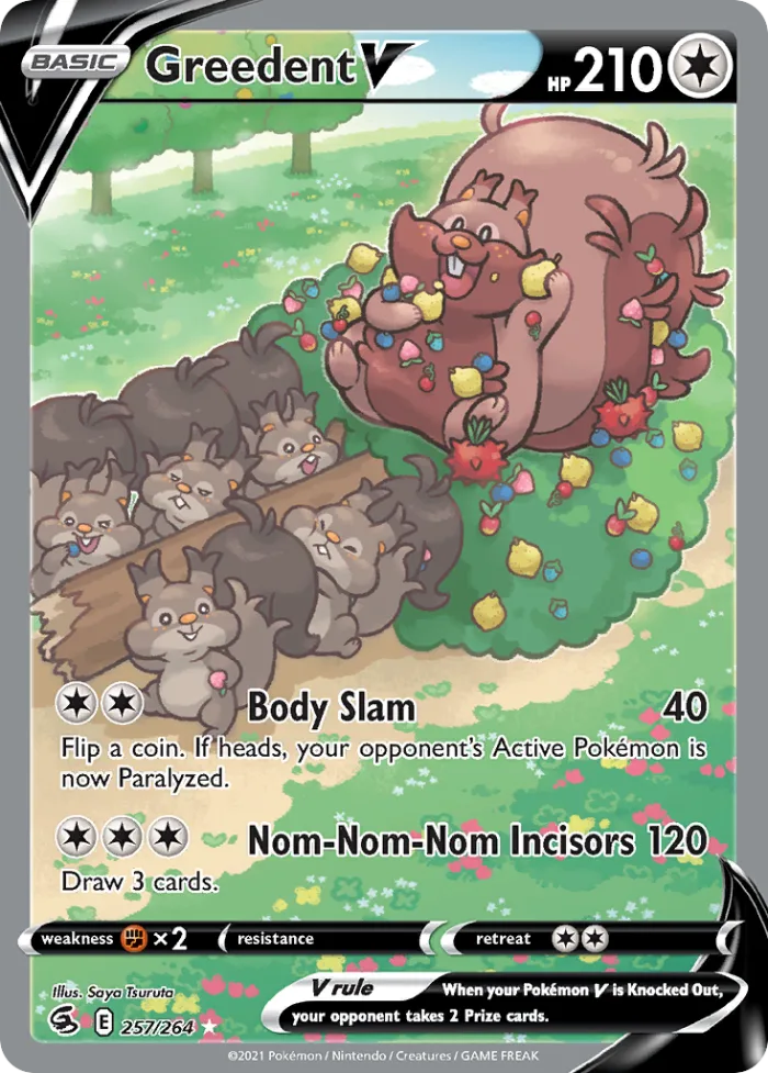 Greedent V #257 Fusion Strike Pokemon card