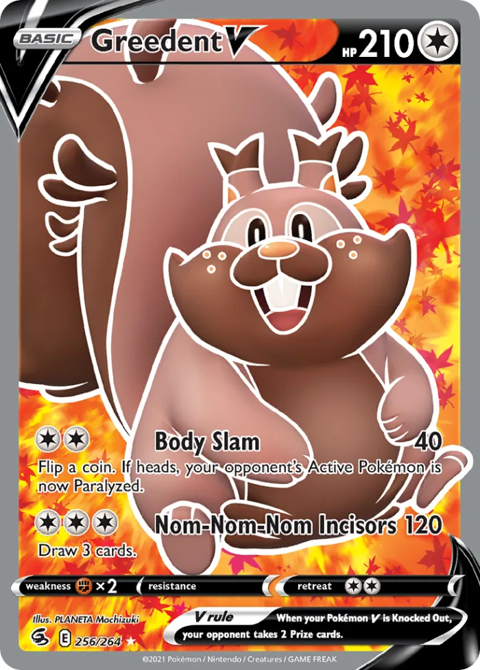 Greedent V #256 Fusion Strike Pokemon card