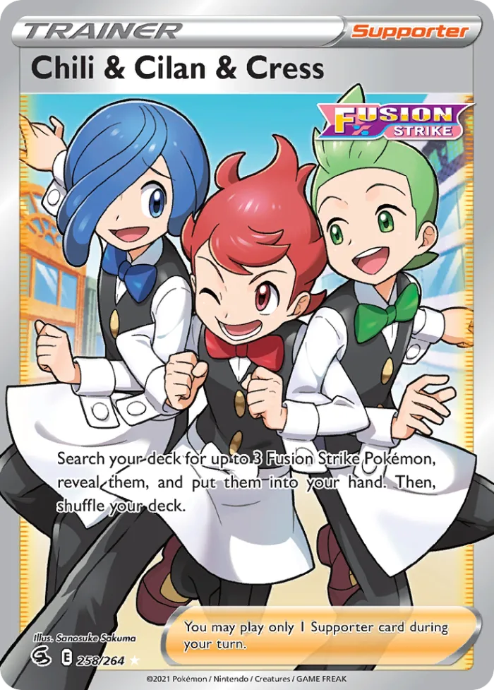 Chili & Cilan & Cress #258 Fusion Strike Pokemon card