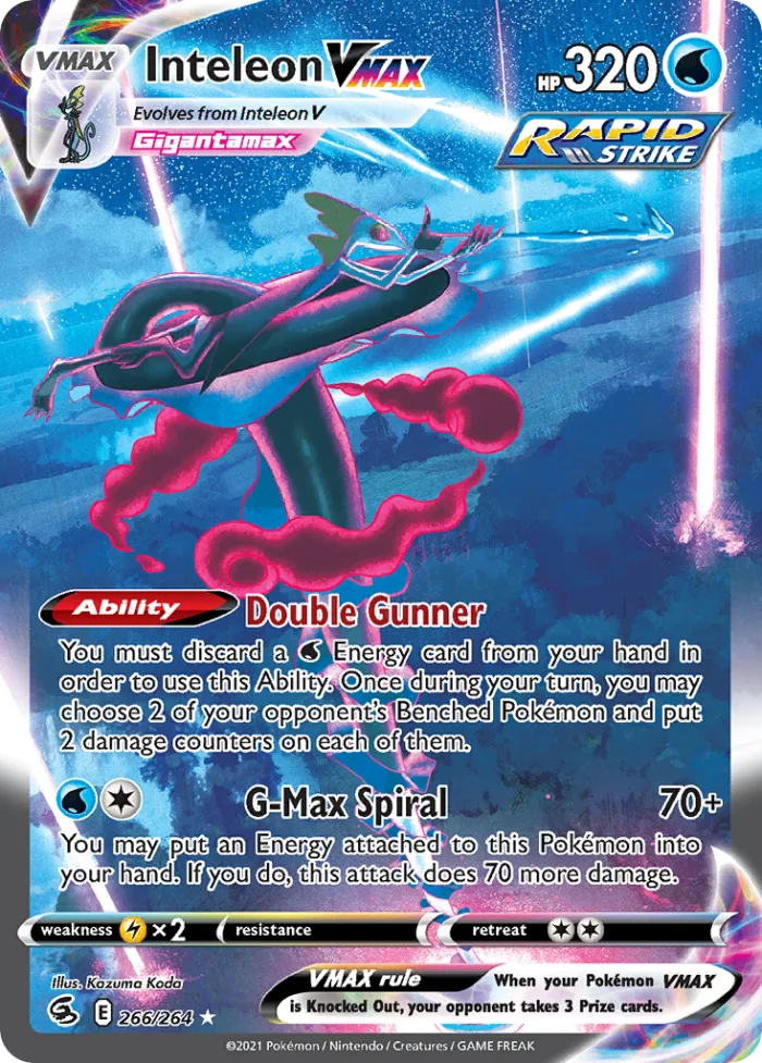 Inteleon VMAX #266 Fusion Strike Pokemon card