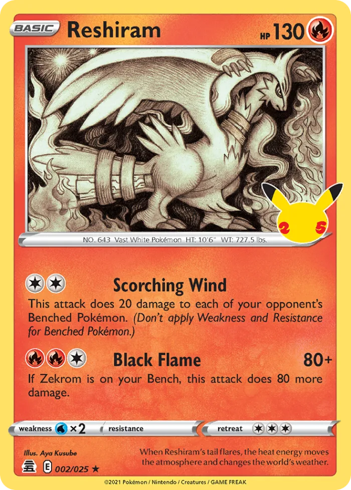 Reshiram #2 Celebrations Pokemon card