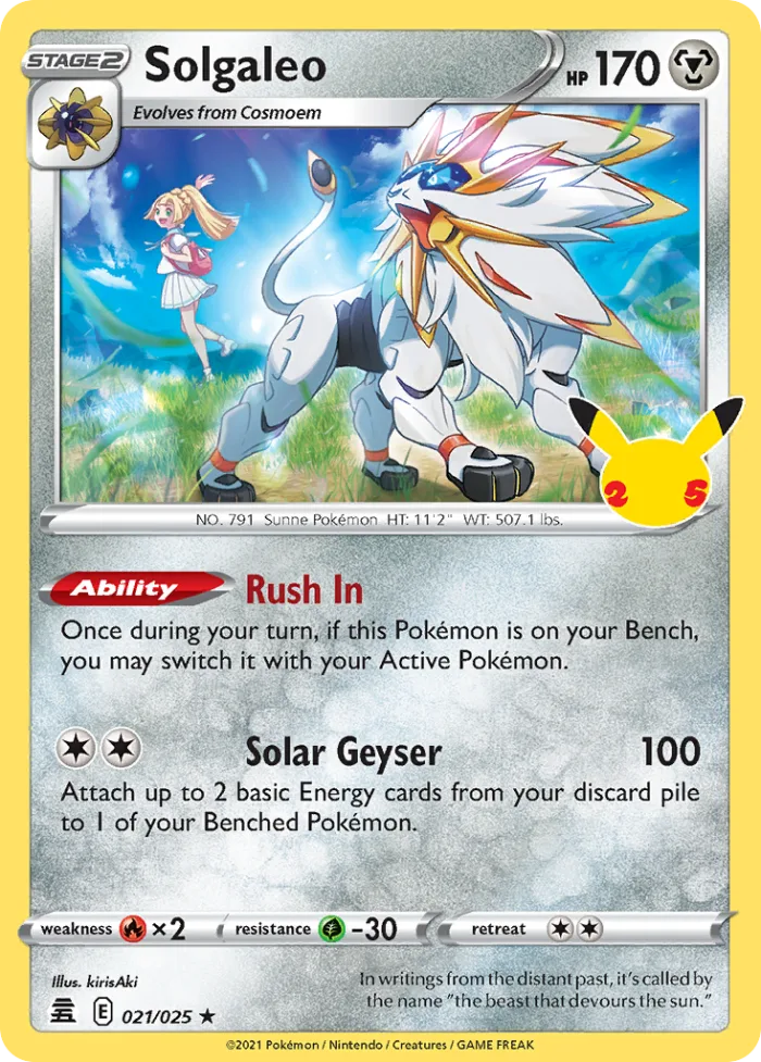 Solgaleo #21 Celebrations Pokemon card
