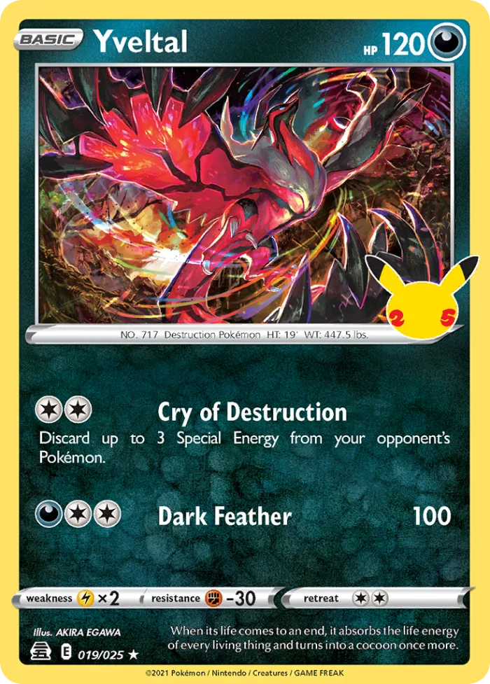 Yveltal #19 Celebrations Pokemon card