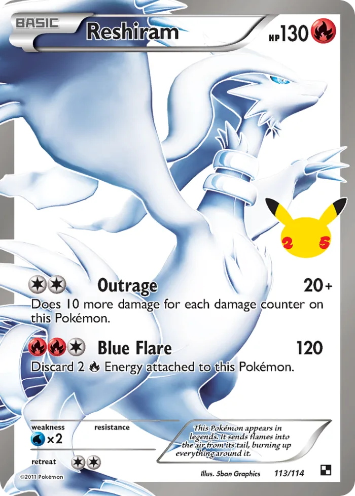 Reshiram #113 Celebrations Pokemon card