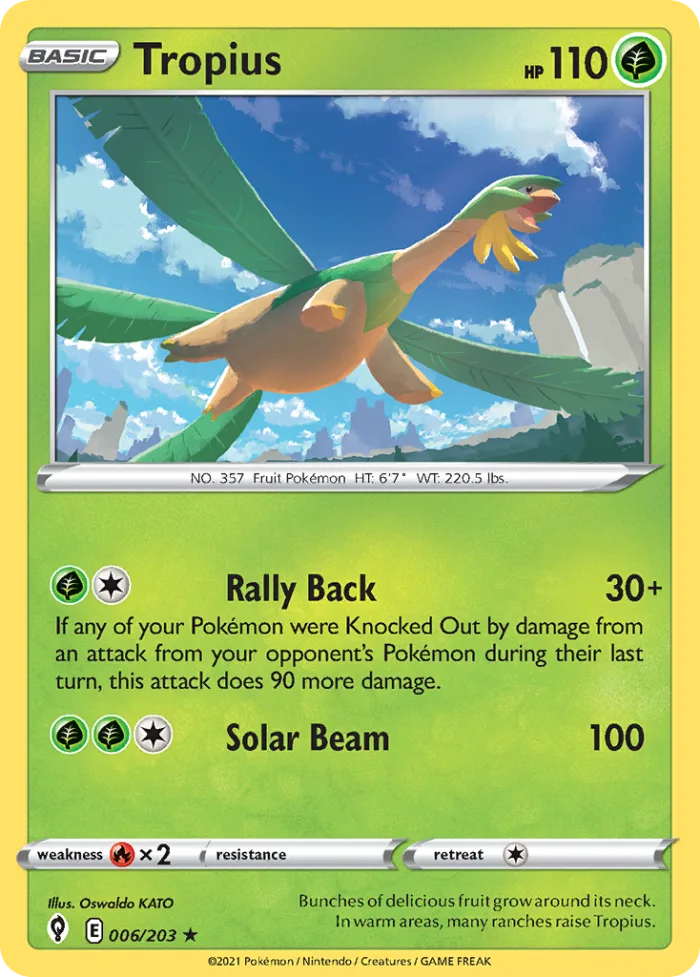 Tropius #6 Evolving Skies Pokemon card