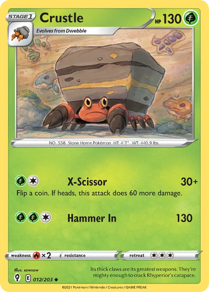 Crustle #12 Evolving Skies Pokemon card