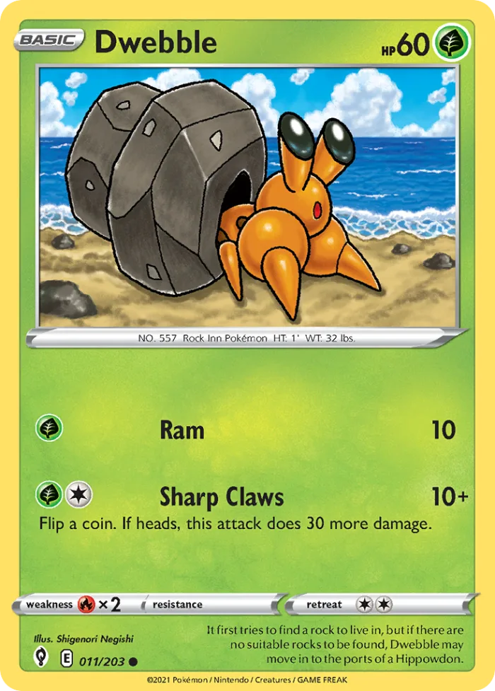 Dwebble #11 Evolving Skies Pokemon card