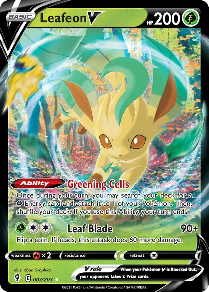 Leafeon V #7 Evolving Skies Pokemon card