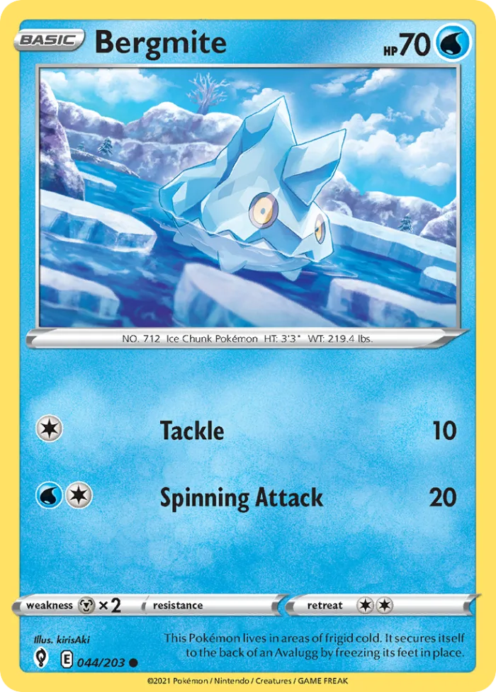 Bergmite #44 Evolving Skies Pokemon card
