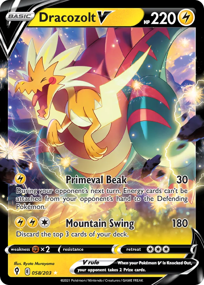 Dracozolt V #58 Evolving Skies Pokemon card