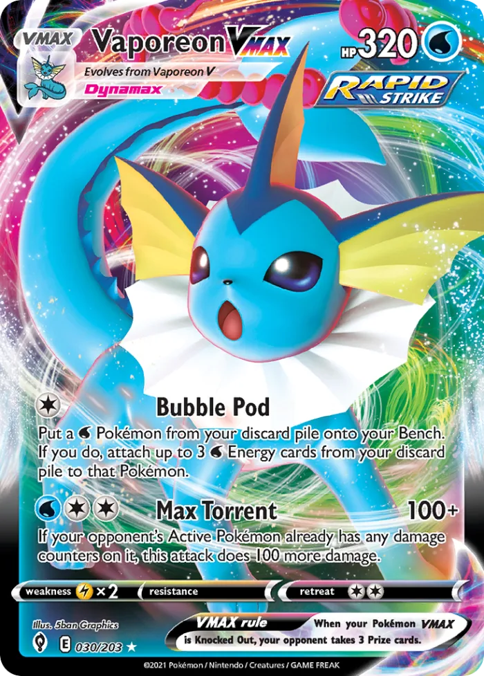 Vaporeon VMAX #30 Evolving Skies Pokemon card