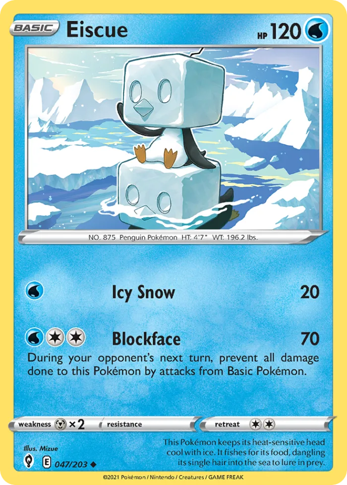 Eiscue #47 Evolving Skies Pokemon card